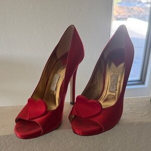 Kate Spade Red Heart Peep Toe Heels